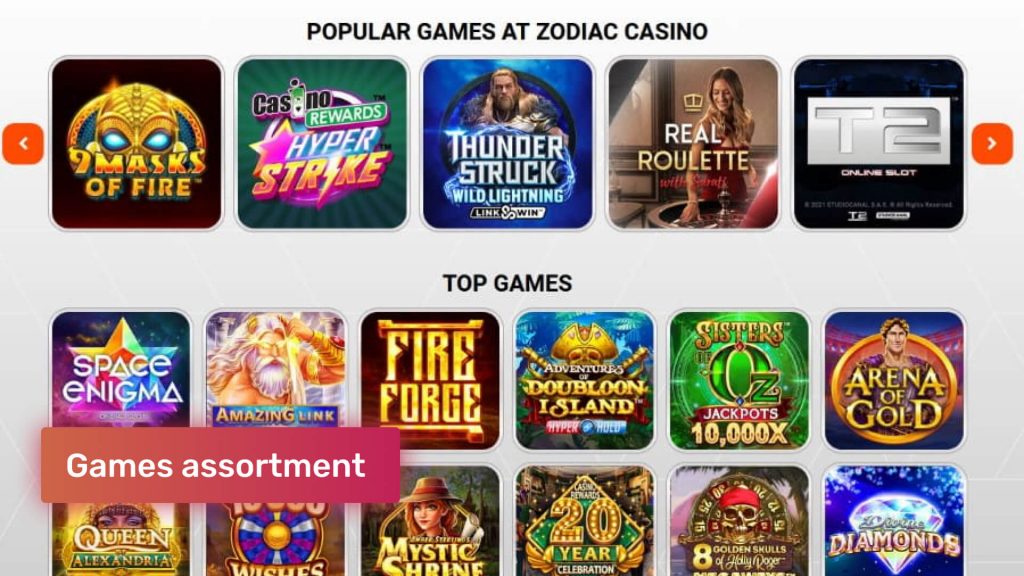 Zodiac casino Games assortment